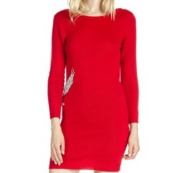 BA&SH OIA Embellished Wool & Cashmere Long Sleeve Knitted Dress Sz 4 Valentine's - Picture 3 of 13